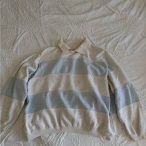 Cream and White Crew Neck Polo